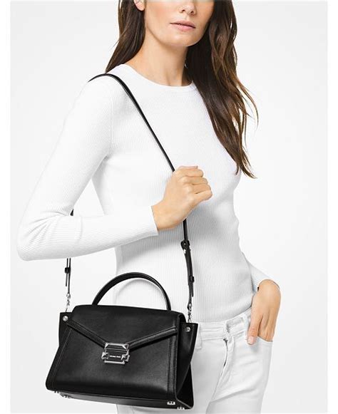 michael michael kors whitney polished leather top handle satchel|Michael Michael Kors Whitney Large Leather Satchel .